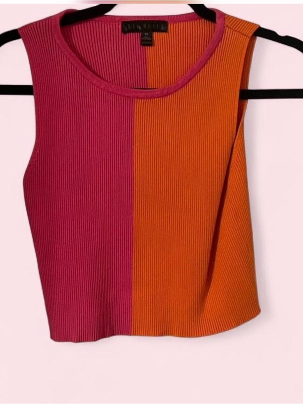 Say what? Pink and Orange Ribbed Crop Top